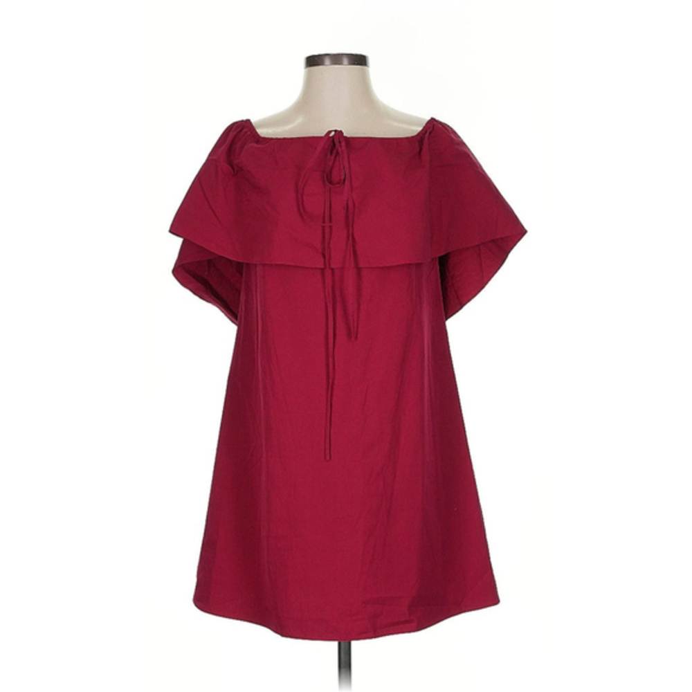 Alice + Olivia Jada Caped Dress in Bright Bordeaux Burgundy Size S - Picture 2 of 10